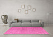 Machine Washable Abstract Pink Modern Rug in a Living Room, wshabs5387pnk