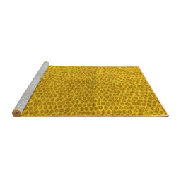 Sideview of Machine Washable Abstract Yellow Modern Rug, wshabs5387yw
