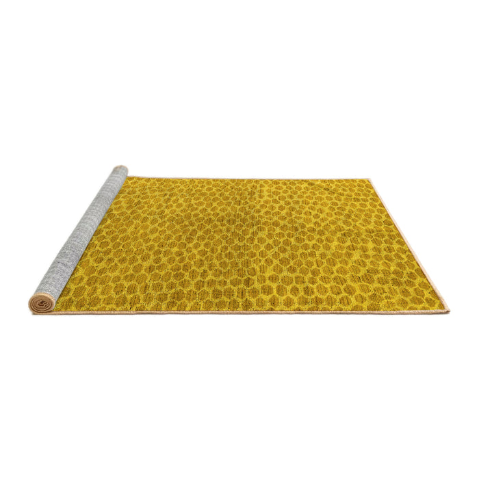 Sideview of Machine Washable Abstract Yellow Modern Rug, wshabs5387yw