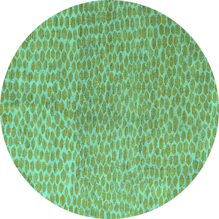 Round Abstract Turquoise Modern Rug, abs5387turq