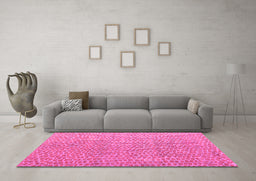 Machine Washable Abstract Pink Modern Rug in a Living Room, wshabs5388pnk