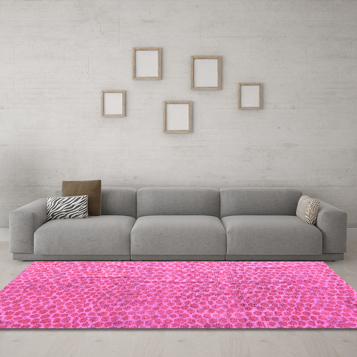 Machine Washable Abstract Pink Modern Rug in a Living Room, wshabs5388pnk