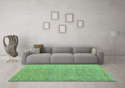 Machine Washable Abstract Turquoise Modern Area Rugs in a Living Room,, wshabs5388turq