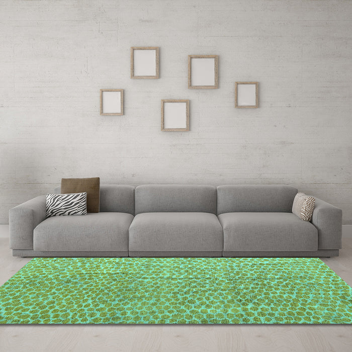 Machine Washable Abstract Turquoise Modern Area Rugs in a Living Room,, wshabs5388turq