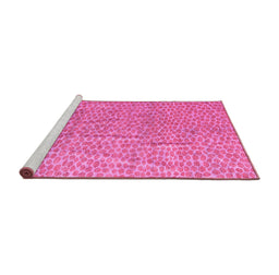 Sideview of Machine Washable Abstract Pink Modern Rug, wshabs5388pnk