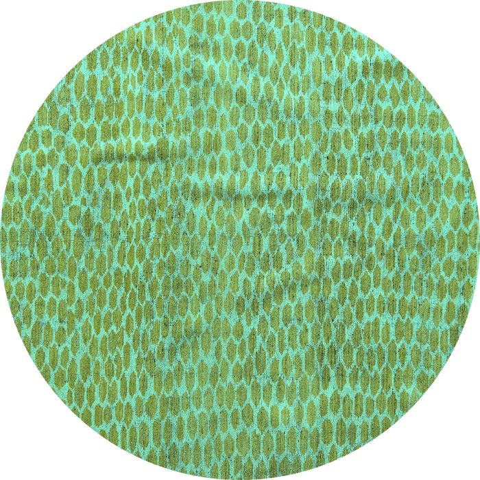 Round Machine Washable Abstract Turquoise Modern Area Rugs, wshabs5388turq