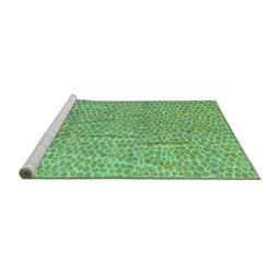 Sideview of Machine Washable Abstract Turquoise Modern Area Rugs, wshabs5388turq