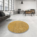 Round Machine Washable Abstract Sedona Brown Rug in a Office, wshabs5388