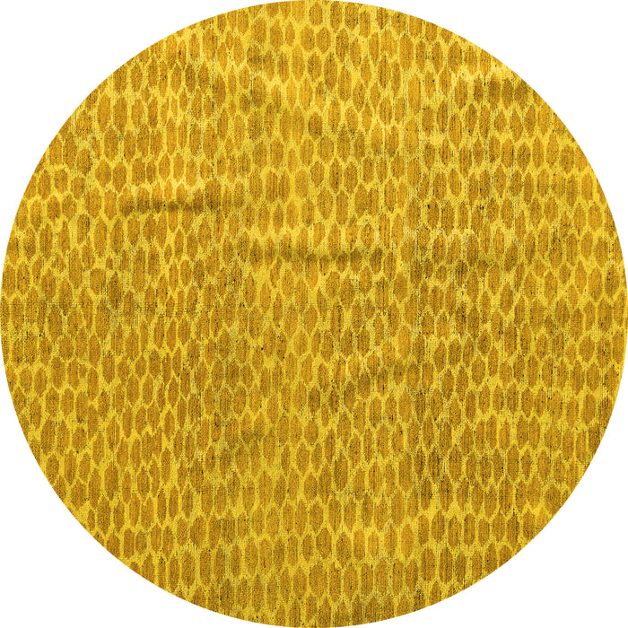 Round Abstract Yellow Modern Rug, abs5388yw