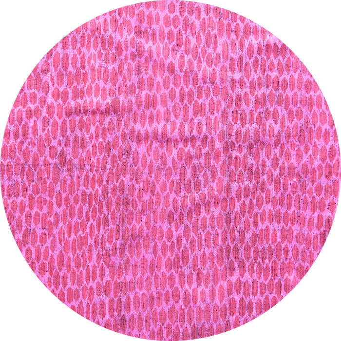 Round Machine Washable Abstract Pink Modern Rug, wshabs5388pnk