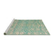 Sideview of Machine Washable Abstract Green Rug, wshabs5389