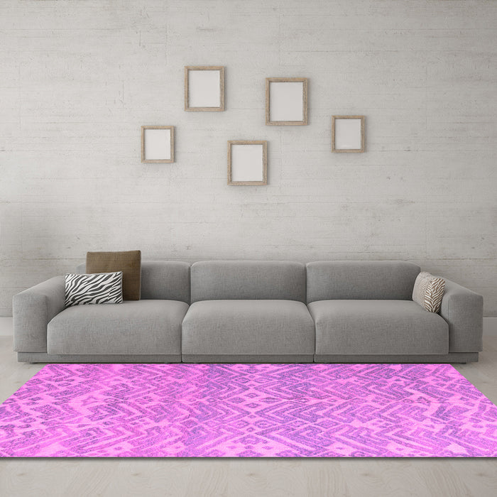 Machine Washable Abstract Pink Modern Rug in a Living Room, wshabs5389pnk