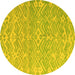 Round Abstract Yellow Modern Rug, abs5389yw