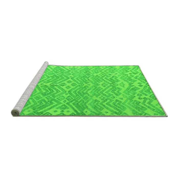 Sideview of Machine Washable Abstract Green Modern Area Rugs, wshabs5389grn