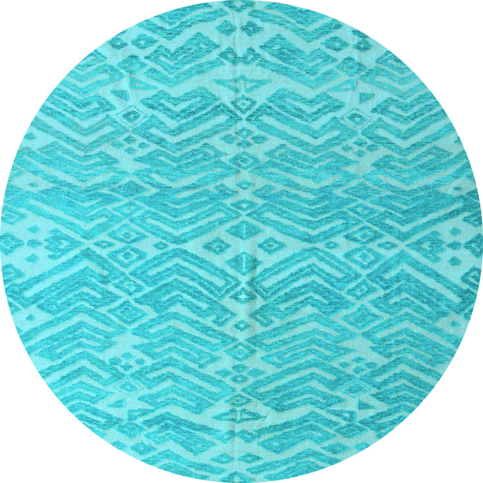 Round Abstract Light Blue Modern Rug, abs5389lblu