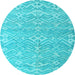 Round Abstract Light Blue Modern Rug, abs5389lblu