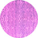 Round Machine Washable Abstract Pink Modern Rug, wshabs5389pnk