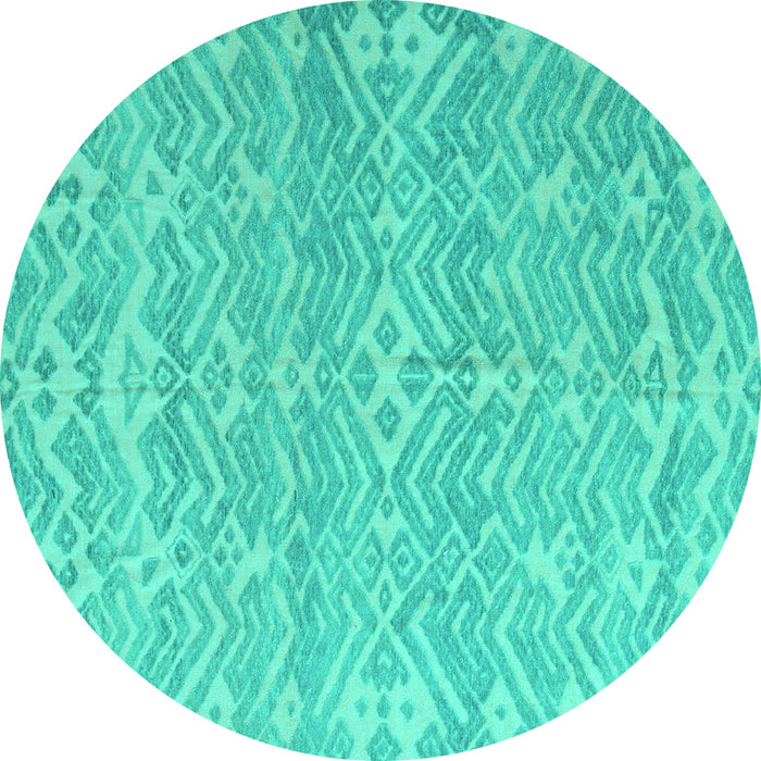 Round Abstract Turquoise Modern Rug, abs5389turq