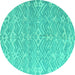 Round Abstract Turquoise Modern Rug, abs5389turq