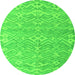 Round Abstract Green Modern Rug, abs5389grn