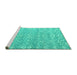 Sideview of Machine Washable Abstract Turquoise Modern Area Rugs, wshabs5389turq