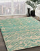 Machine Washable Abstract Green Rug in a Family Room, wshabs5389