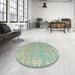 Round Abstract Green Modern Rug in a Office, abs5389