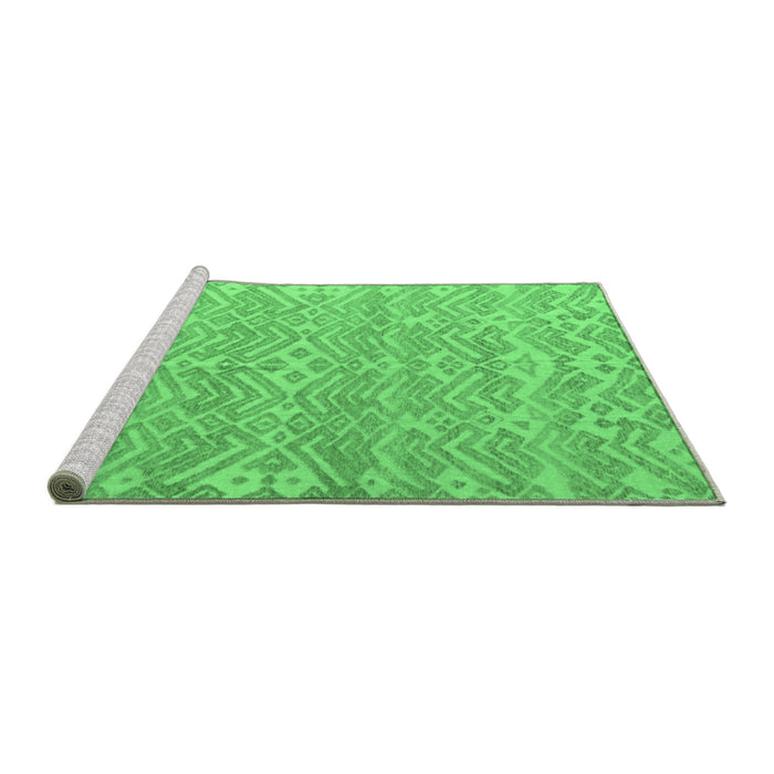 Sideview of Machine Washable Abstract Emerald Green Modern Area Rugs, wshabs5389emgrn