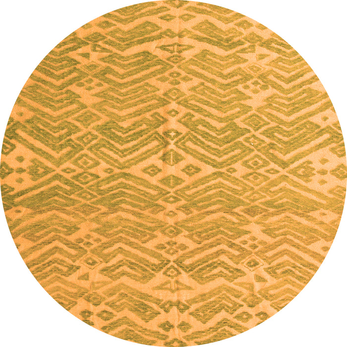 Round Abstract Orange Modern Rug, abs5389org