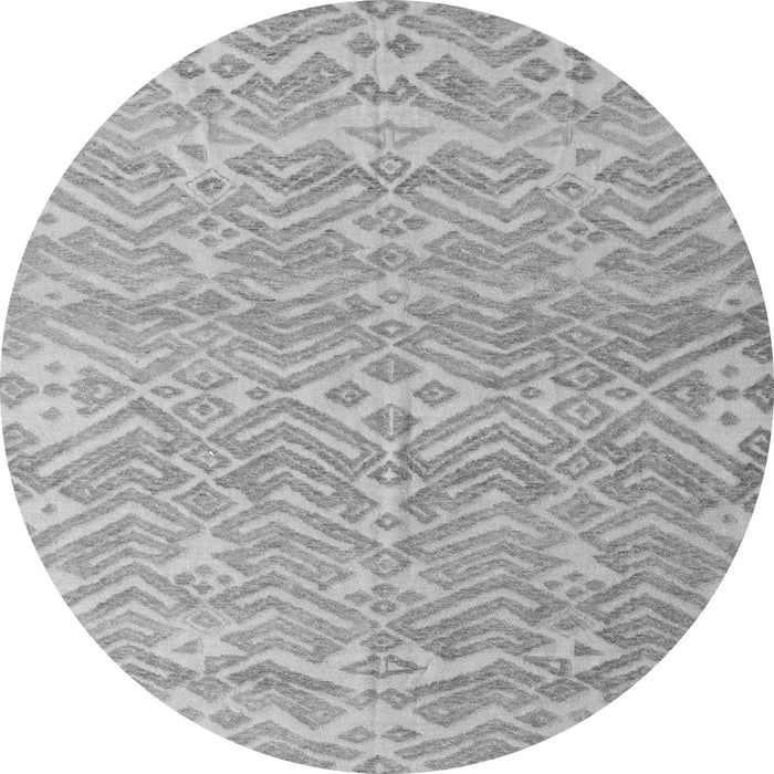 Round Machine Washable Abstract Gray Modern Rug, wshabs5389gry