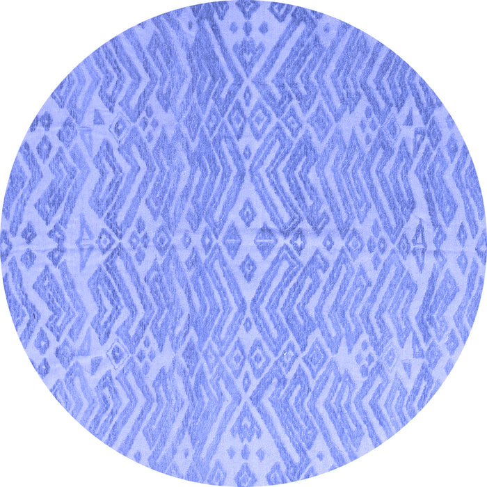 Round Abstract Blue Modern Rug, abs5389blu