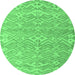 Round Abstract Emerald Green Modern Rug, abs5389emgrn