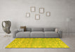 Machine Washable Abstract Yellow Modern Rug in a Living Room, wshabs5389yw