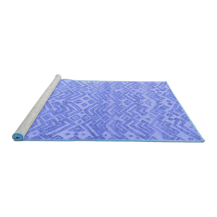 Sideview of Machine Washable Abstract Blue Modern Rug, wshabs5389blu