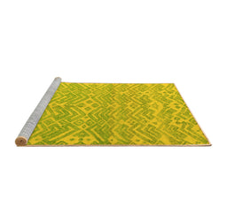 Sideview of Machine Washable Abstract Yellow Modern Rug, wshabs5389yw