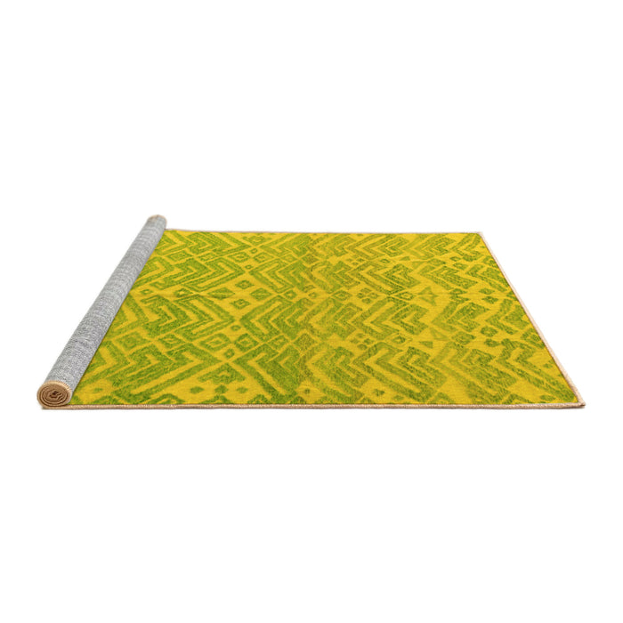 Sideview of Machine Washable Abstract Yellow Modern Rug, wshabs5389yw