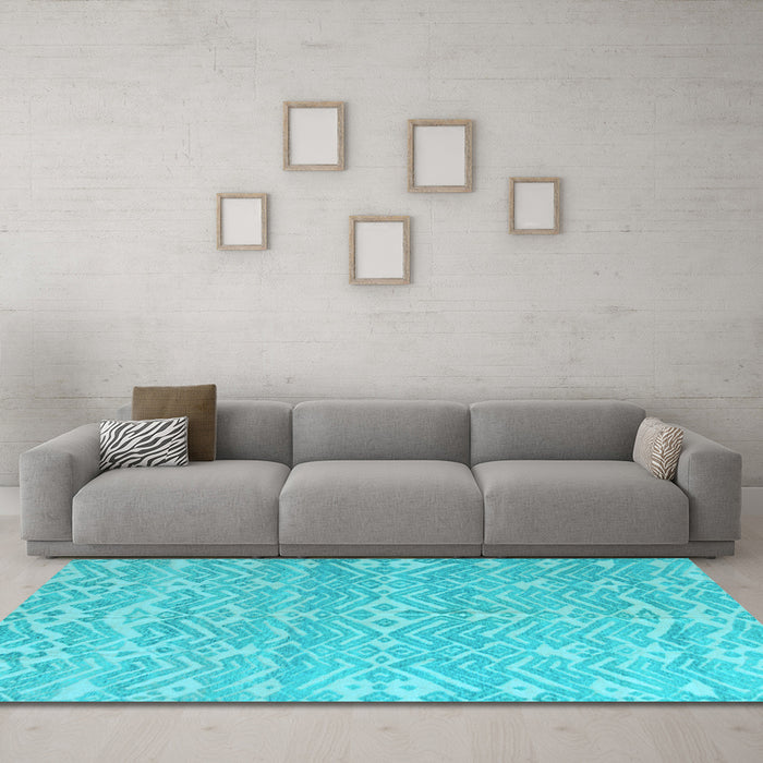 Machine Washable Abstract Light Blue Modern Rug in a Living Room, wshabs5389lblu