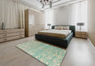 Abstract Green Modern Rug in a Bedroom, abs5389