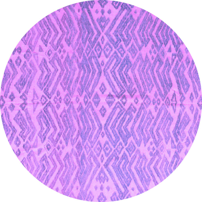 Round Machine Washable Abstract Purple Modern Area Rugs, wshabs5389pur