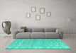 Machine Washable Abstract Turquoise Modern Area Rugs in a Living Room,, wshabs5389turq