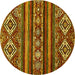 Round Machine Washable Abstract Yellow Modern Rug, wshabs538yw