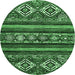 Round Abstract Emerald Green Modern Rug, abs538emgrn