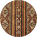 Round Abstract Brown Modern Rug, abs538brn