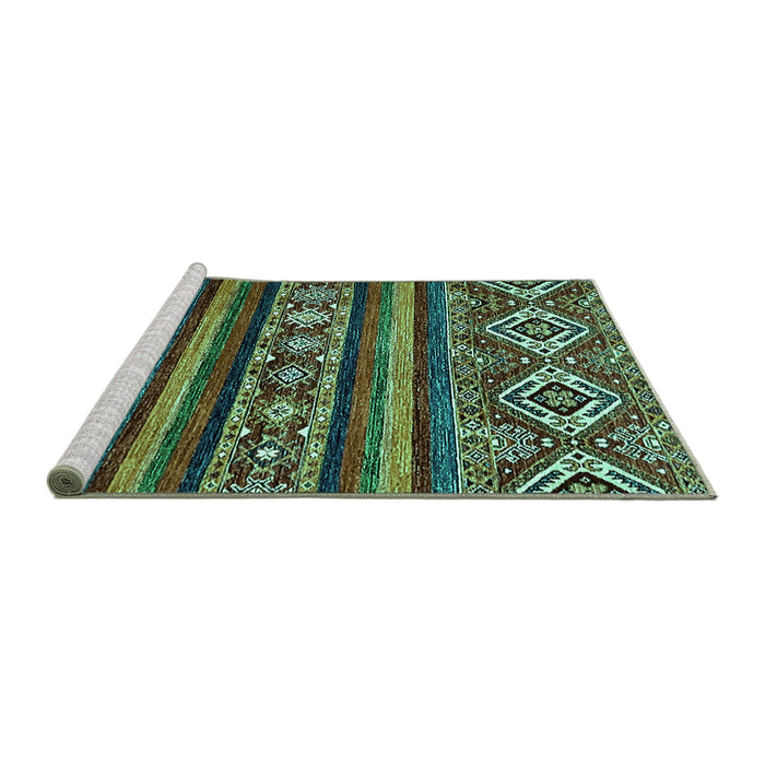 Sideview of Machine Washable Abstract Turquoise Modern Area Rugs, wshabs538turq
