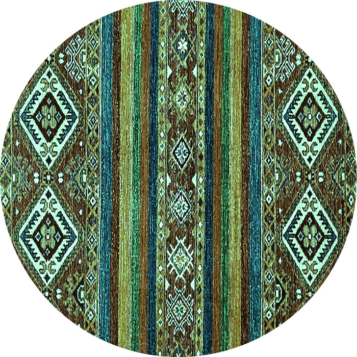 Round Abstract Turquoise Modern Rug, abs538turq