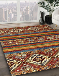 Abstract Saffron Red Modern Rug, abs538