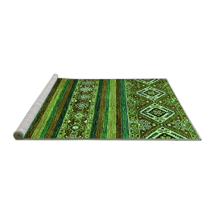 Sideview of Machine Washable Abstract Green Modern Area Rugs, wshabs538grn
