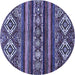 Round Abstract Blue Modern Rug, abs538blu