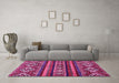 Machine Washable Abstract Pink Modern Rug in a Living Room, wshabs538pnk