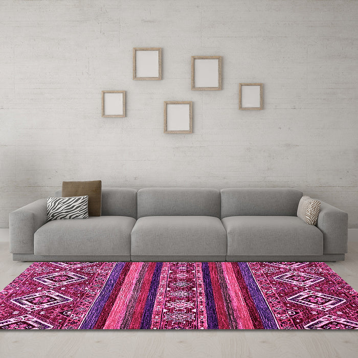 Machine Washable Abstract Pink Modern Rug in a Living Room, wshabs538pnk